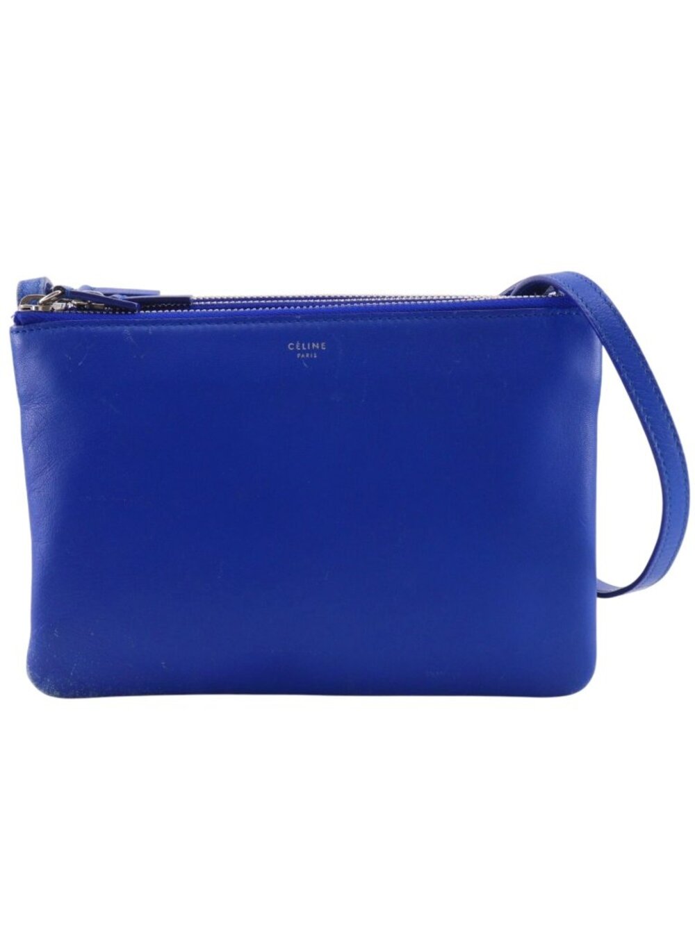 Celine Trio Small Lambskin Blue Shoulder Bag